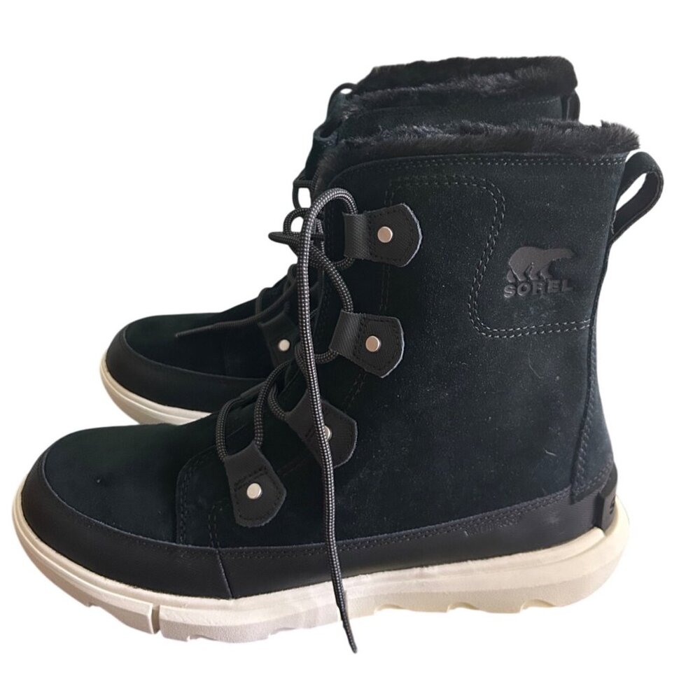 Sorel Explorer II Joan Faux Fur Waterproof Lace-Up Boots Black Women's 11 New - Picture 4 of 6